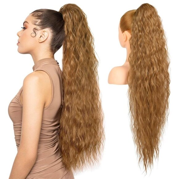 Accessories - Ponytail Extension, 34" Long Wavy Drawstring Ponytail Extensions, DP001 Softer L